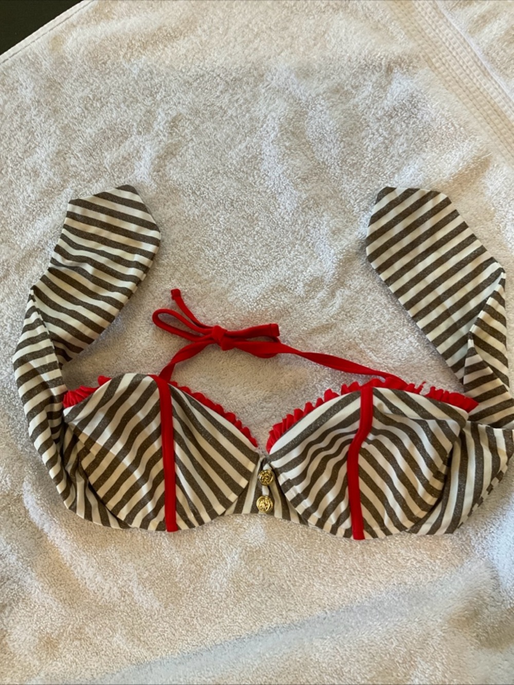 Beach Bunny Red and Black Stripe Bikini Top - Picture 3 of 5